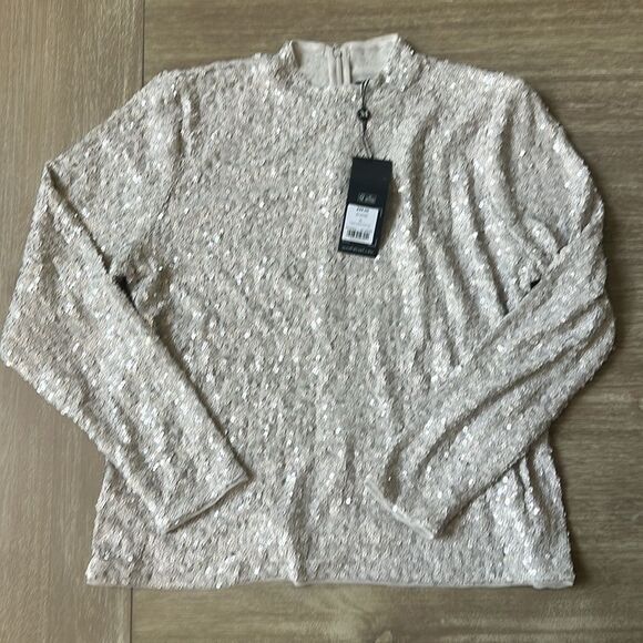 Mint Velvet Cream Sequin Polo Top size XL NWT in packaging - Picture 5 of 8